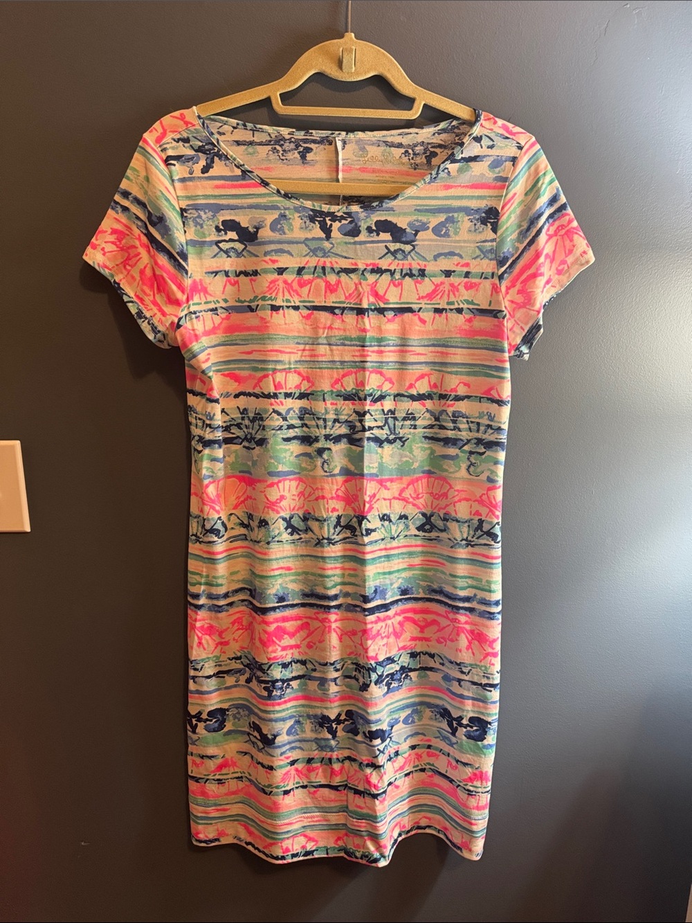 Lilly Pulitzer Pink, Blue & Green Striped Floral Mini Dress